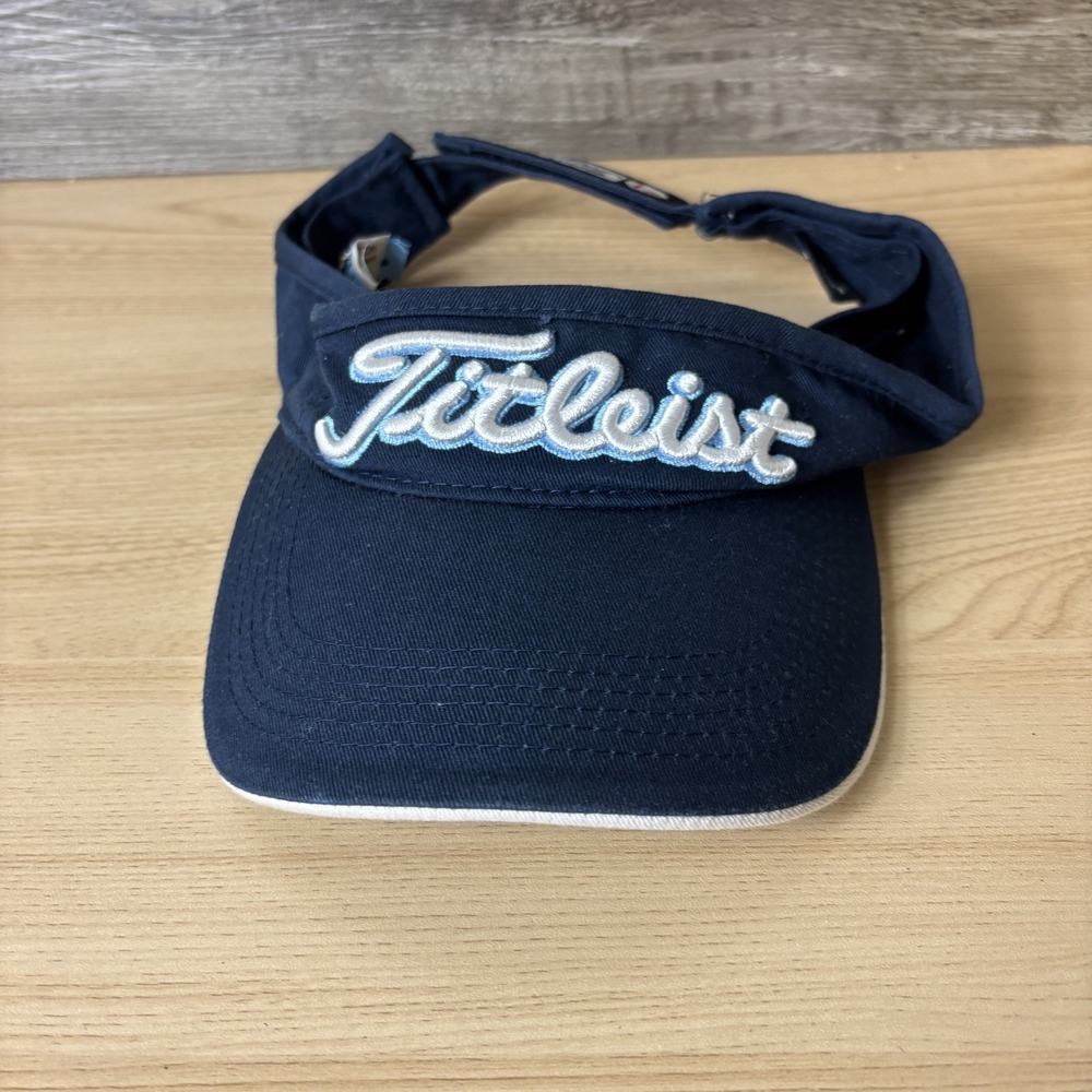 Titleist Hat Cap Visor Womens Navy Blue‎ White Golf Mens Lightweight Cotton